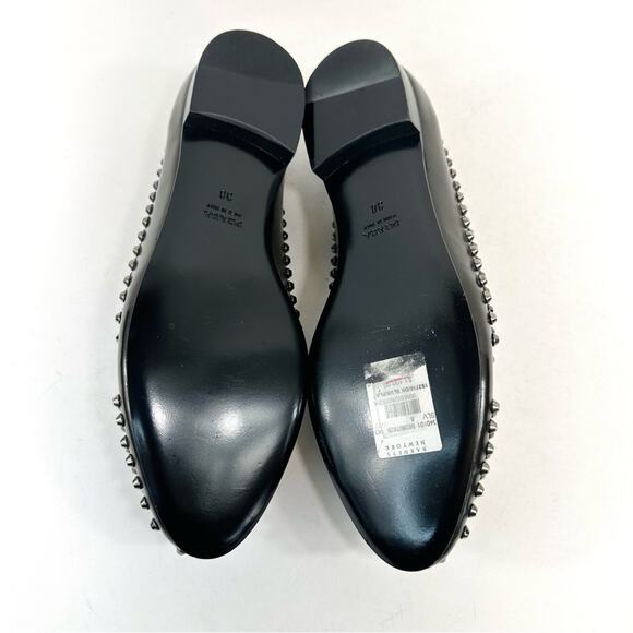 Prada Black Leather Silver Studded Smoking Loafer flats Size 38 US Size 8 - Picture 10 of 10